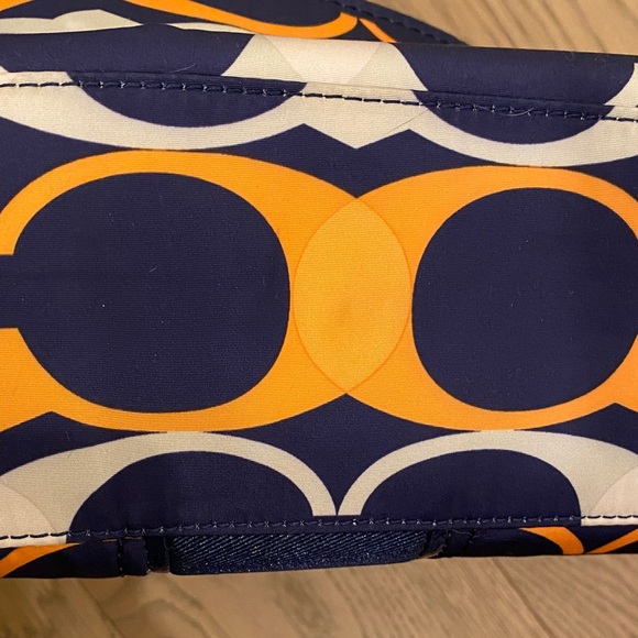 COACH Navy and Orange Patterned Signature Tote - Picture 11 of 16